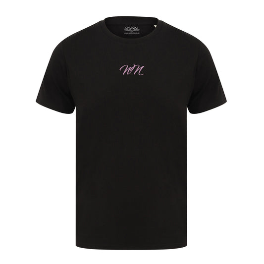 Black T Shirt with Small Pink WN Logo