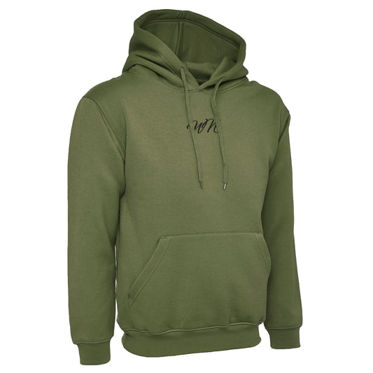 Light Olive Green Hoodie with Small Black WN Logo