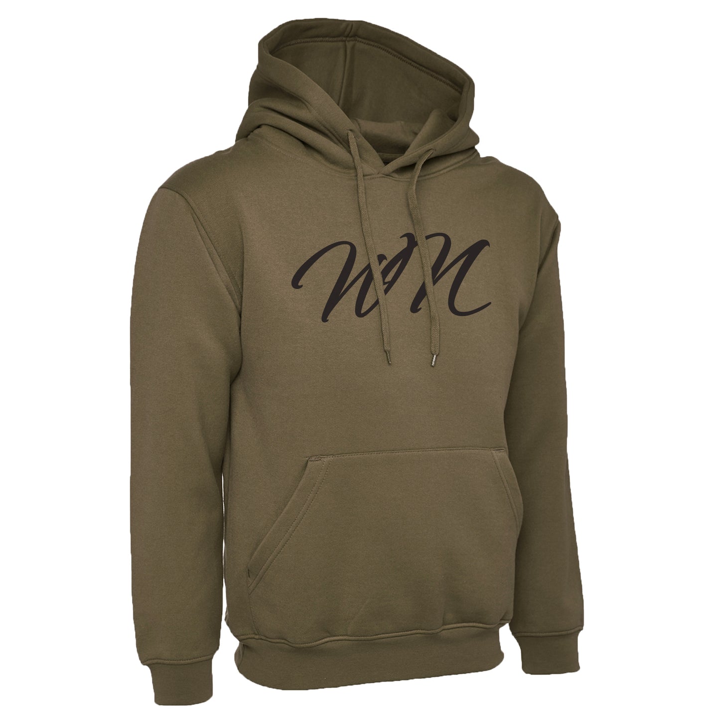 Olive Green Hoodie with Large Black WN Logo