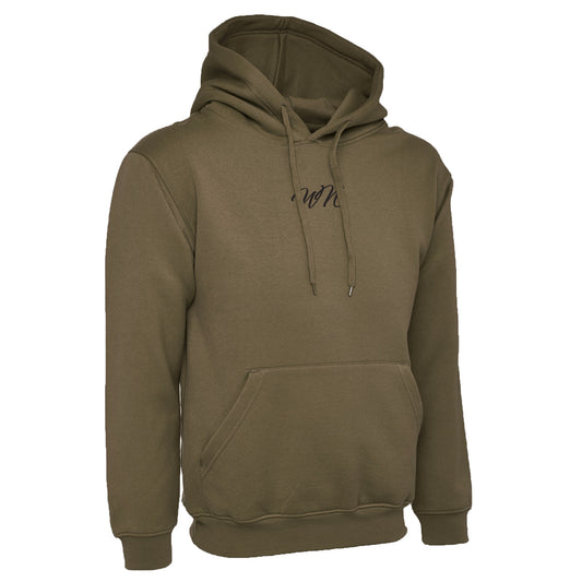 Olive Green Hoodie with Small Black WN Logo