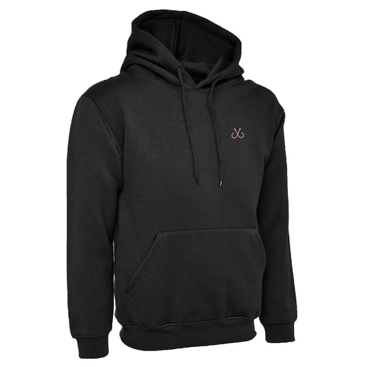 Black Hoodie with Pink Hooked Logo