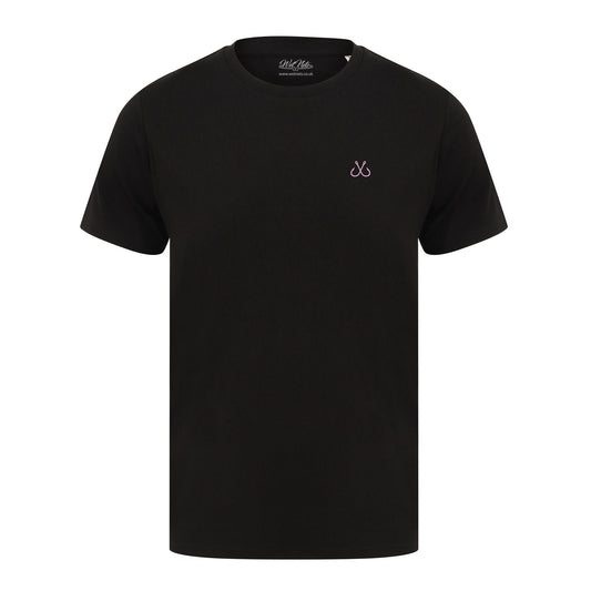Black T Shirt with Pink Hooked Logo