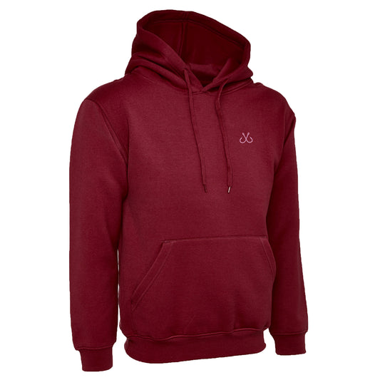 Burgundy Hoodie with Pink Hooked Logo