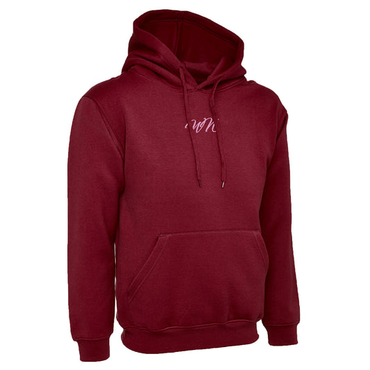 Burgundy Hoodie with Small Pink WN Logo