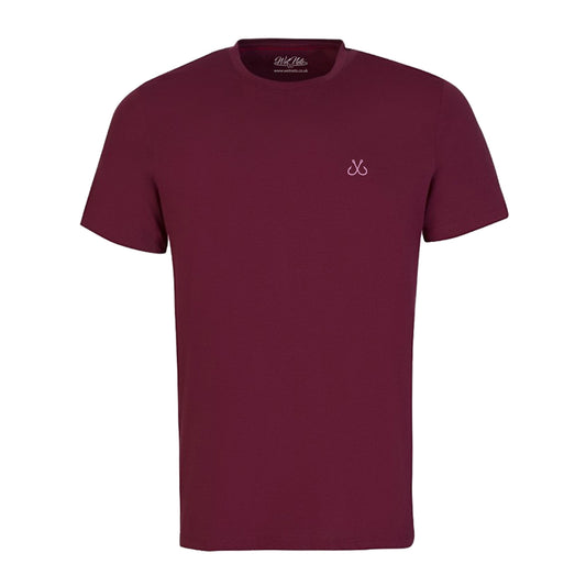 Burgundy T Shirt with Pink Hooked Logo