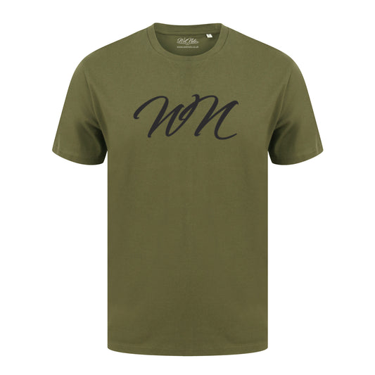 Olive T Shirt with Large Black WN Logo