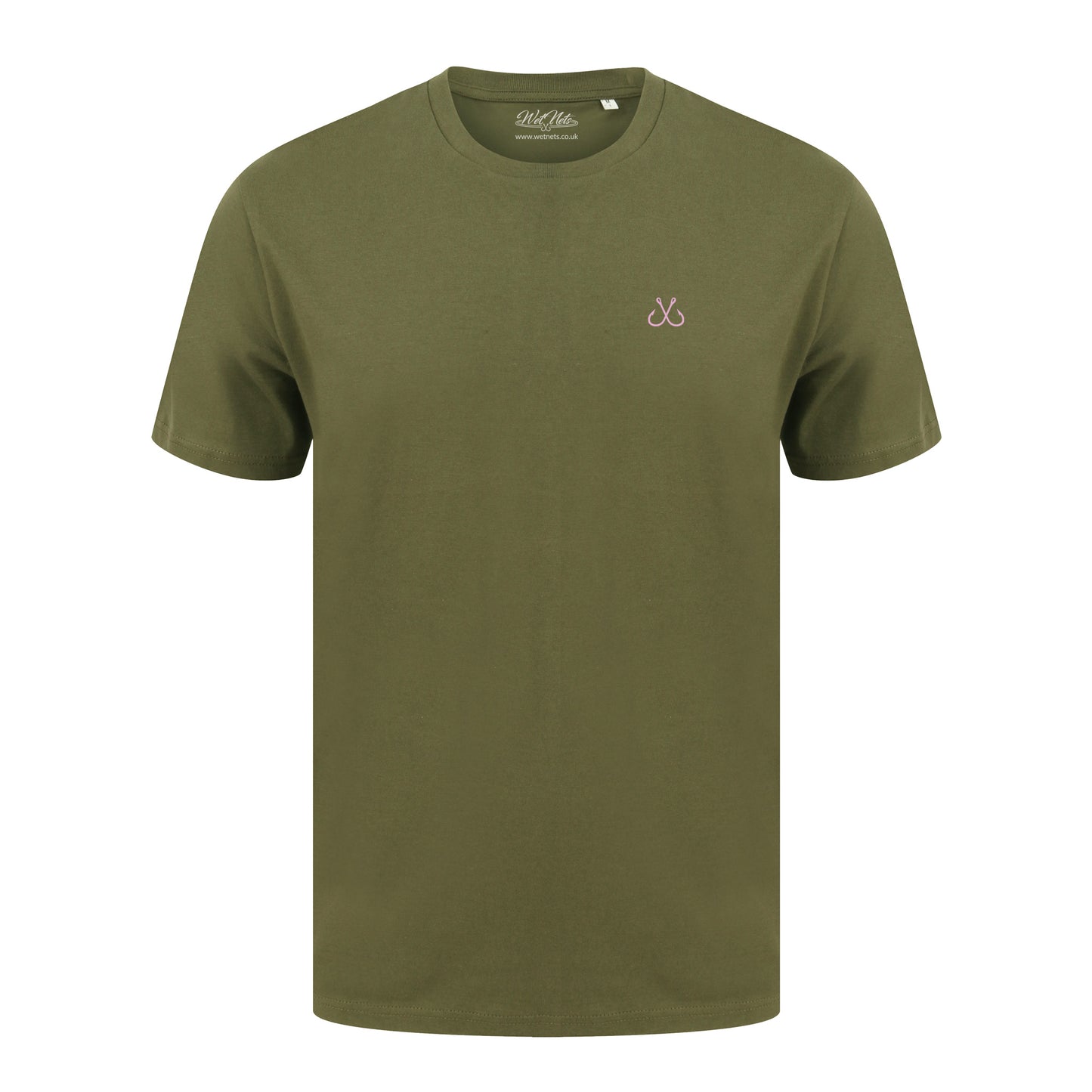 Olive T Shirt with Pink Hooked Logo