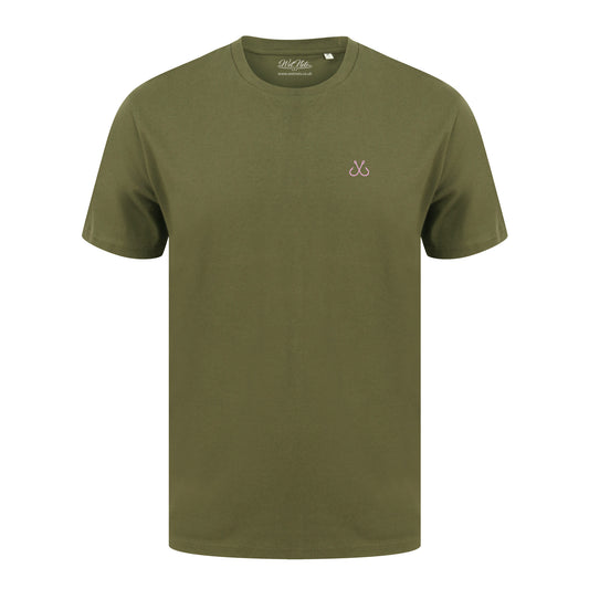 Olive T Shirt with Pink Hooked Logo